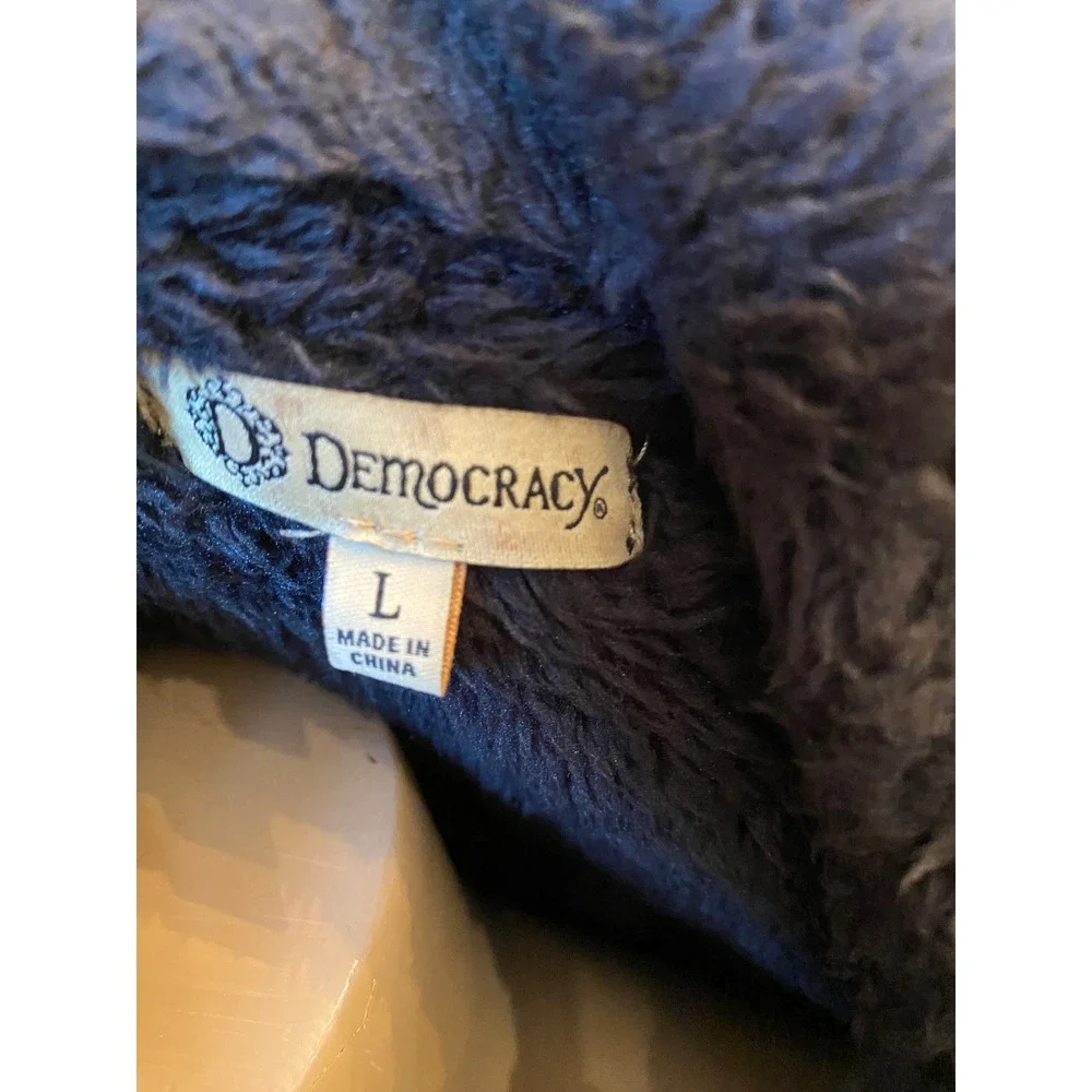 Democracy Black Asymmetrical‎ Zip Faux Fur Moto Jacket Women's L
